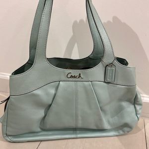 Coach Leather Bag Aqua Color